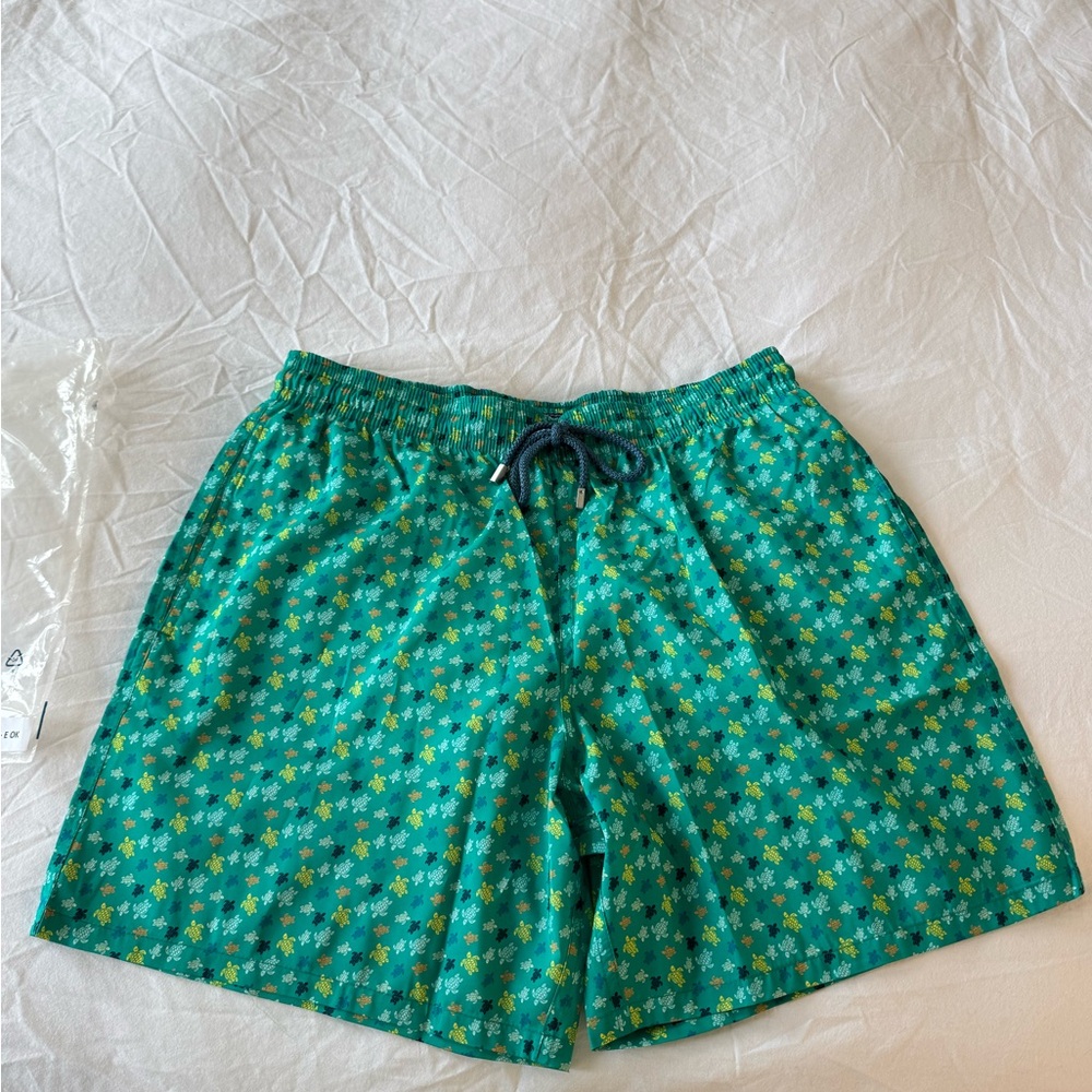 Vilebrequin Turquoise Turtle Print Swim Trunks size XL